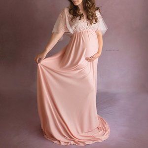 Mary Had a Little Lace pink maternity photo shoot robe